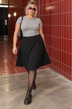 George Black A-Line Skirt Size 16W Classic Flowy Knee Length